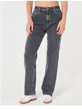 Hollister Ultra High Rise Dad Jean 00R Vintage Stretch in Washed Black